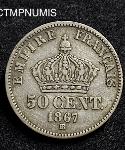 ,50,CENTIMES,ARGENT,NAPOLEON,1867,