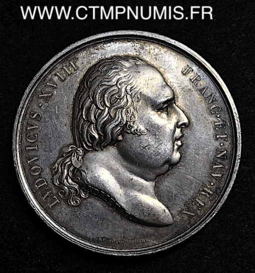 MEDAILLE ARGENT LOUIS XVIII FUNERAILLES DE LOUIS DE BOURBON PRNCE DE CONDE 1818