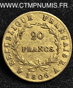 20,FRANCS,OR,NAPOLEON,I°,1806,A,PARIS,