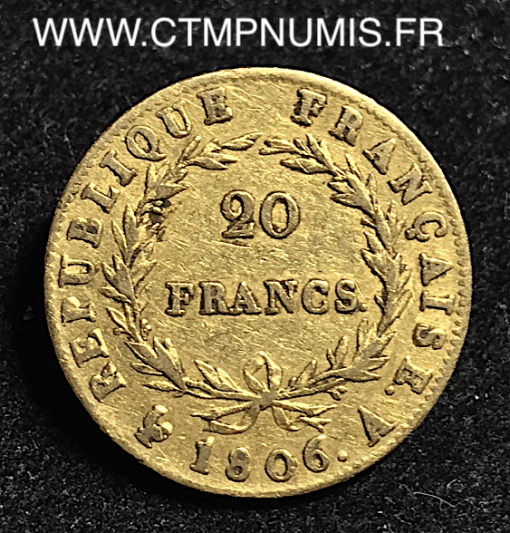 20,FRANCS,OR,NAPOLEON,I°,1806,A,PARIS,