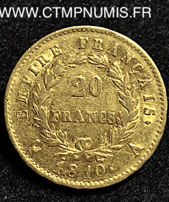 20,FRANCS,OR,NAPOLEON,I°,1810,EMPIRE,A,PARIS,