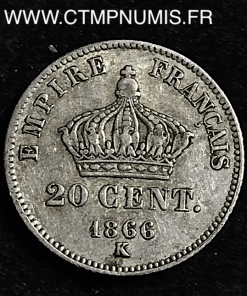 ,20,CENTIMES,ARGENT,NAPOLEON,1866,BORDEAUX