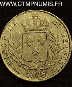 ,20,FRANCS,OR,LOUIS,XVIII,1815,B,ROUEN