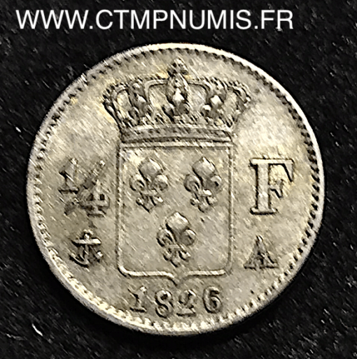 ,1/4,FRANC,ARGENT,CHARLES,X,1826,A,PARIS