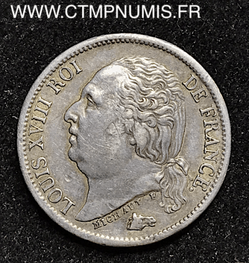 ,1/2,FRANC,ARGENT,LOUIS,XVII,1816,A,PARIS