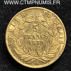 ,5,FRANCS,OR,NAPOLEON,III,TETE,NUE,1859,PARIS