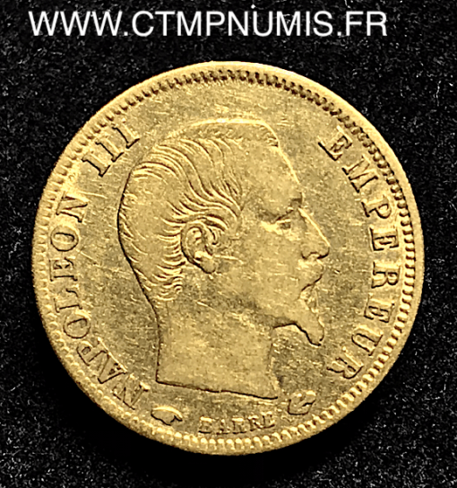 ,5,FRANCS,OR,NAPOLEON,III,TETE,NUE,1859,PARIS