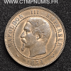 ,10,CENTIMES,NAPOLEON,III,TETE,NUE,1854,LILLE