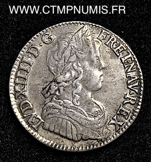 LOUIS XIV 1/4 ECU ARGENT 1651 L BAYONNE