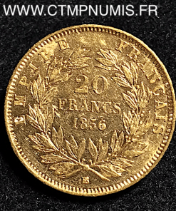 20 FRANCS OR NAPOLEON III TETE NUE 1856 BB