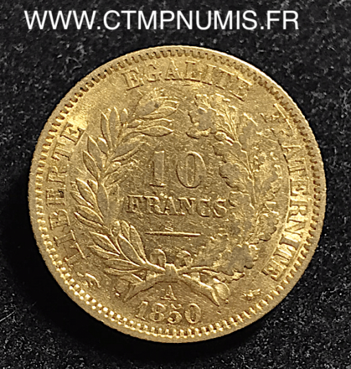 10 FRANCS OR CERES II° REPUBLIQUE 1850 A