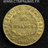 20 FRANCS OR NAPOLEON TETE NUE AN 14 A