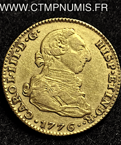 ESPAGNE 2 ESCUDOS OR CHARLES III 1776 MADRID