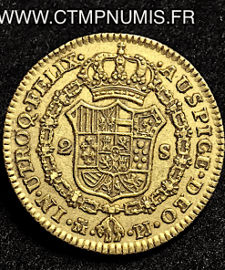 ESPAGNE 2 ESCUDOS OR CHARLES III 1776 MADRID