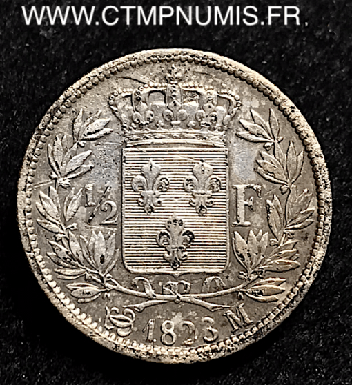 ,1/2,FRANC,ARGENT,LOUIS,XVIII,1823,M,TOULOUSE,