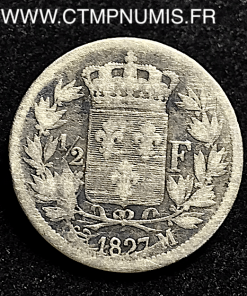 ,1/2,FRANC,ARGENT,CHARLES,X,1827,TOULOUSE