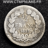 1/2 FRANC ARGENT LOUIS PHILIPPE 1833 TOULOUSE