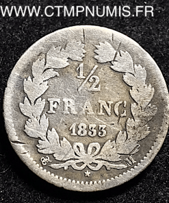 1/2 FRANC ARGENT LOUIS PHILIPPE 1833 TOULOUSE