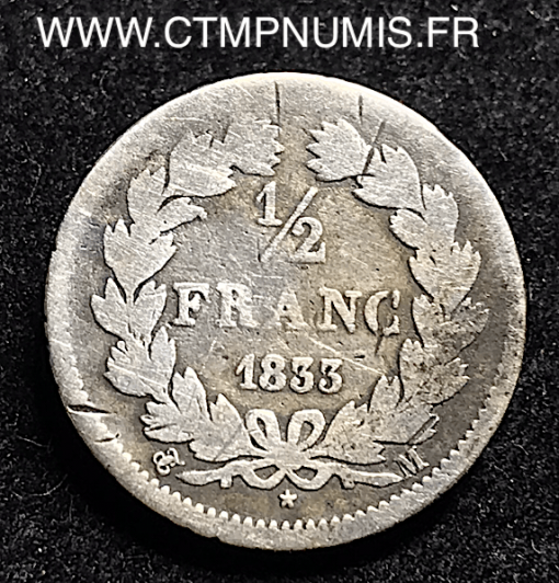 1/2 FRANC ARGENT LOUIS PHILIPPE 1833 TOULOUSE