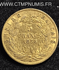,5,FRANCS,OR,NAPOLEON,III,1858,A,PARIS,NUE,