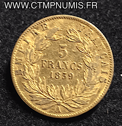 ,5,FRANCS,OR,NAPOLEON,III,1859,A,PARIS,NUE,