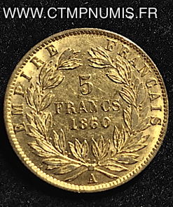 ,5,FRANCS,OR,NAPOLEON,III,1860,A,PARIS,TETE,NUE,