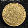 ,5,FRANCS,OR,NAPOLEON,III,1864,A,PARIS,LAUREE,