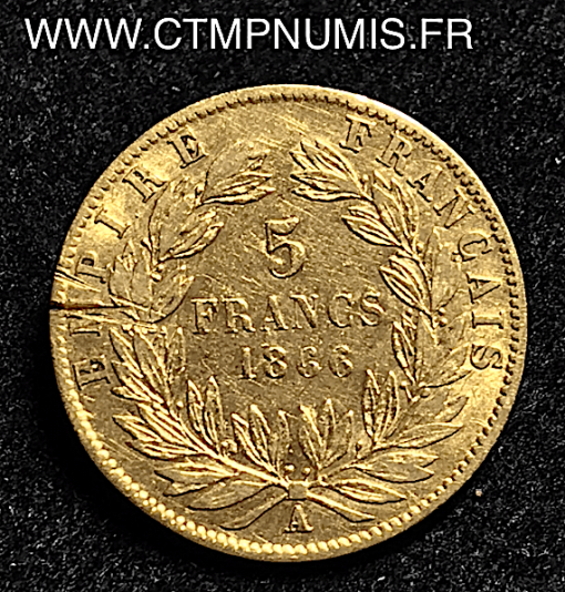 ,5,FRANCS,OR,NAPOLEON,III,1866,A,PARIS,