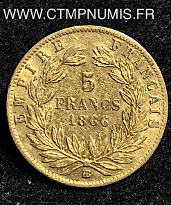 ,5,FRANCS,OR,NAPOLEON,III,1866,BB,STRASBOURG,