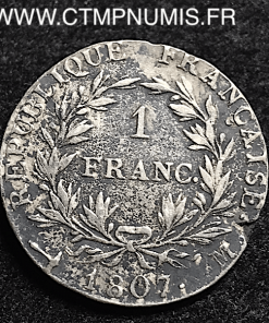 1 FRANC ARGENT NAPOLEON 1807 M TOULOUSE