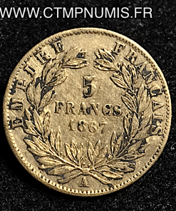 ,5,FRANCS,OR,NAPOLEON,III,LAUREE,1867,A,PARIS,