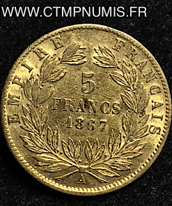 ,5,FRANCS,OR,NAPOLEON,III,LAUREE,1867,A,PARIS,
