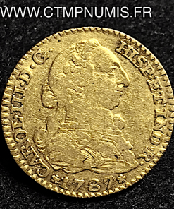 ESPAGNE 1 ESCUDO OR CHARLES III 1787 MADRID