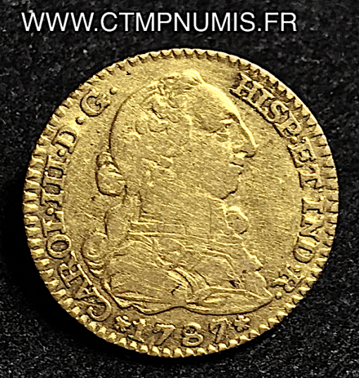 ESPAGNE 1 ESCUDO OR CHARLES III 1787 MADRID