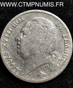 1 FRANC ARGENT LOUIS XVIII 1824 M TOULOUSE