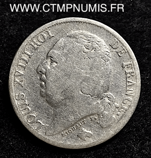 1 FRANC ARGENT LOUIS XVIII 1824 M TOULOUSE