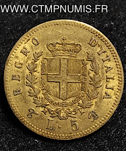 ITALIE 5 LIRE OR VICTOR EMMANUEL 1863 T TURIN