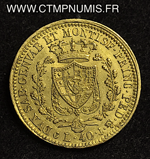 SARDAIGNE 40 LIRE OR CHARLES FELIX 1825 GENES