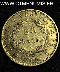  WESTPHALIE 2O FRANKEN OR NAPOLEON 1809 C