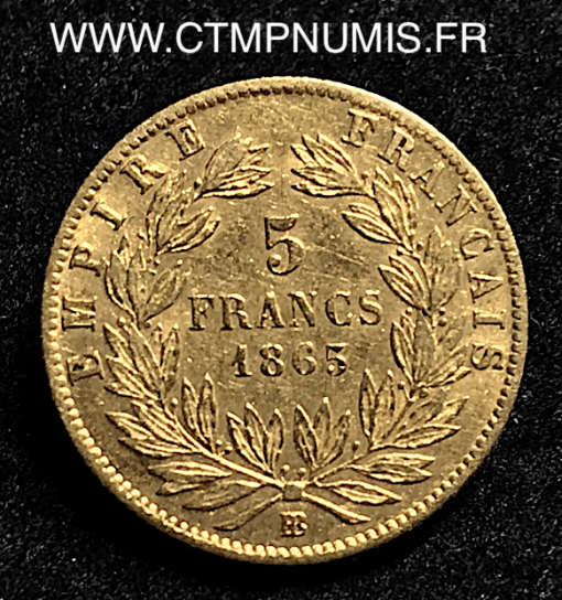 5 FRANCS OR NAPOLEON III 1865 BB STRASBOURG