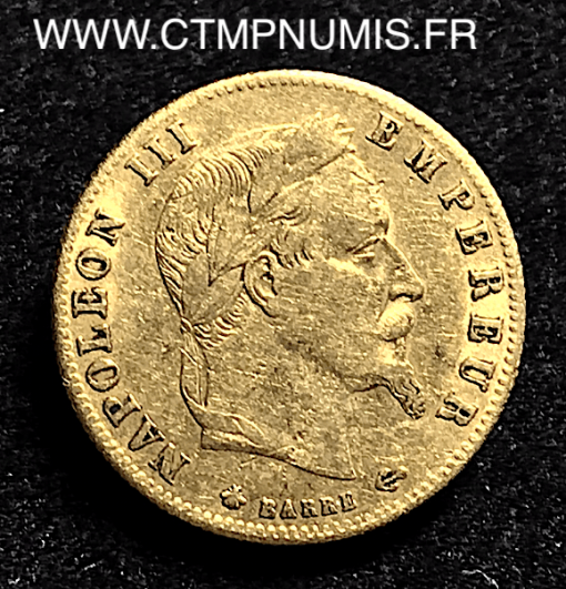 5 FRANCS OR NAPOLEON III TETE LAURE 1867 A