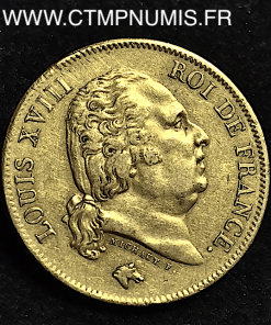 40 FRANCS OR LOUIS XVIII 1822 A PARIS 