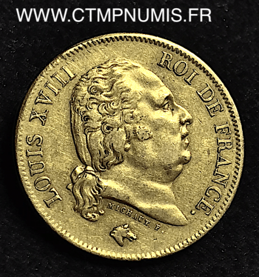 40 FRANCS OR LOUIS XVIII 1822 A PARIS