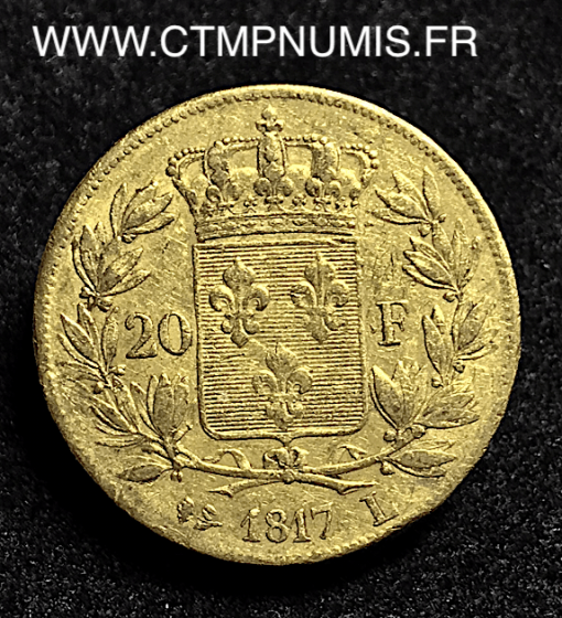 20 FRANCS OR LOUIS XVIII 1817 L BAYONNE