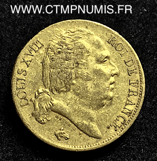 20 FRANCS OR LOUIS XVIII  1817 L BAYONNE