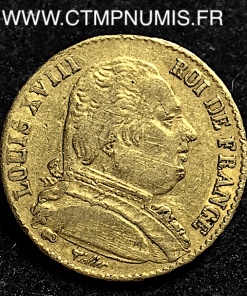 20 FRANCS OR LOUIS XVIII  HABILLE 1814 L BAYONNE