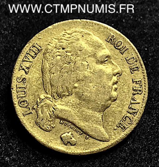 20 FRANCS OR LOUIS XVIII A 1818 L BAYONNE