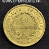 40 FRANCS OR NAPOLEON I° REPUBLIQUE 1808 A