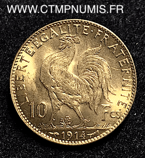 10 FRANCS OR COQ 1914 SPL