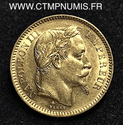 20 FRANCS OR NAPOLEON TETE LAUREE 1865 A